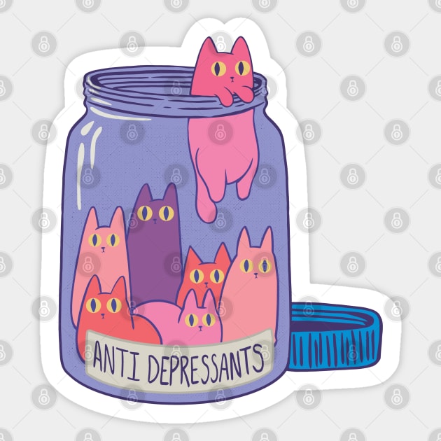 Cats Antidepressants Furry Love in a Bottle - Get Yours And Smile Today Sticker by Kali Space